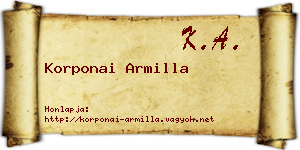 Korponai Armilla névjegykártya